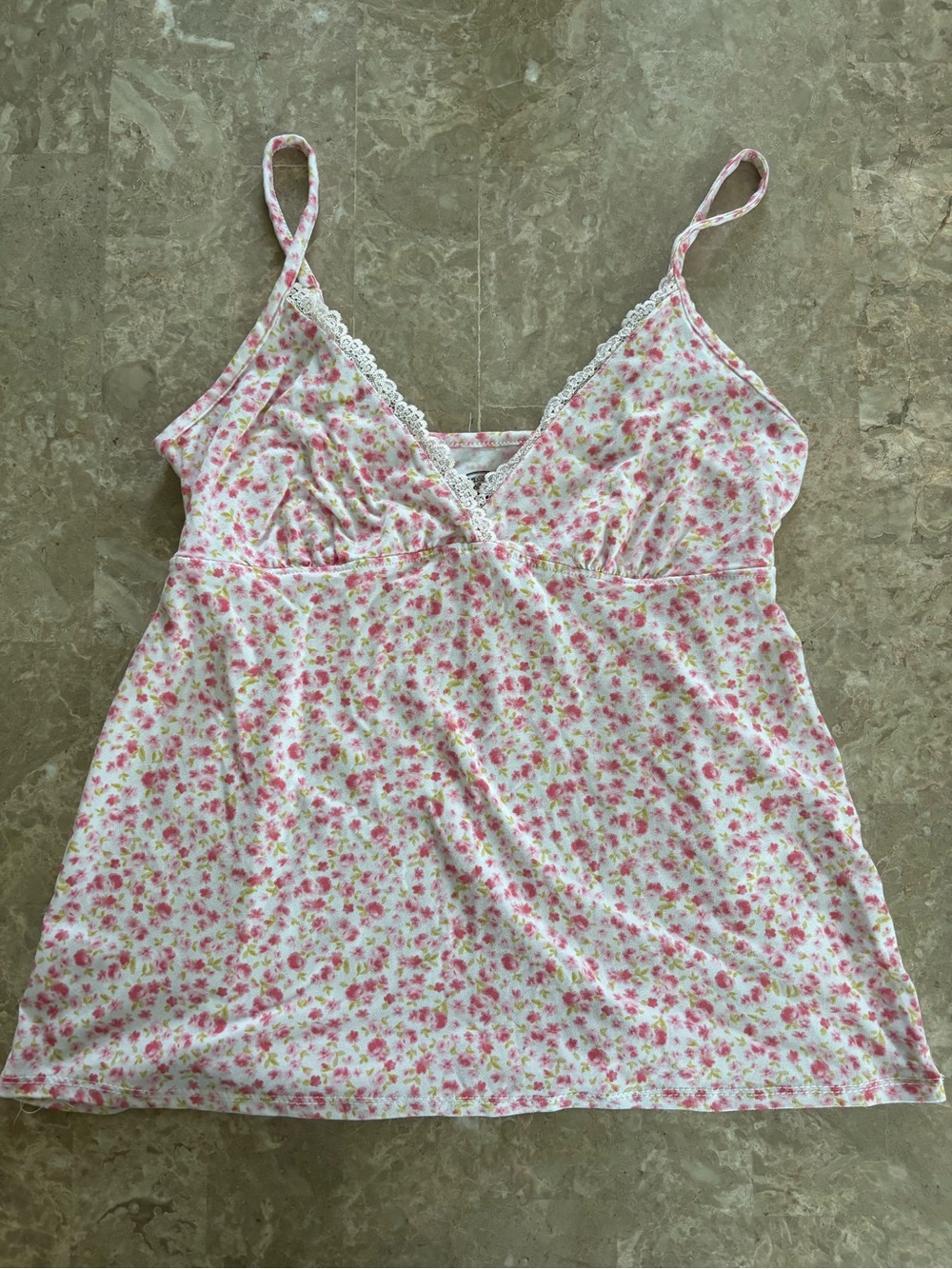 floral lace pink tank top